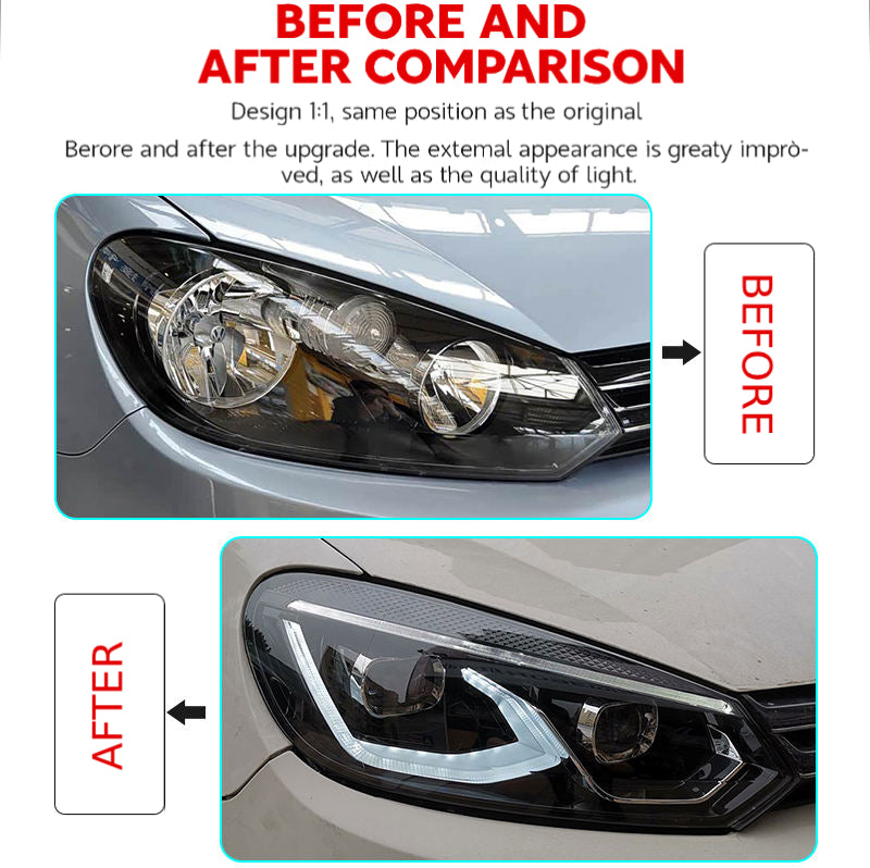 Fari anteriori a Led per VW Golf 6 (2010–2012)